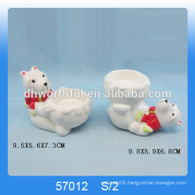 2016 new christmas items,ceramic christmas candle holders with bear figurine for wholesale